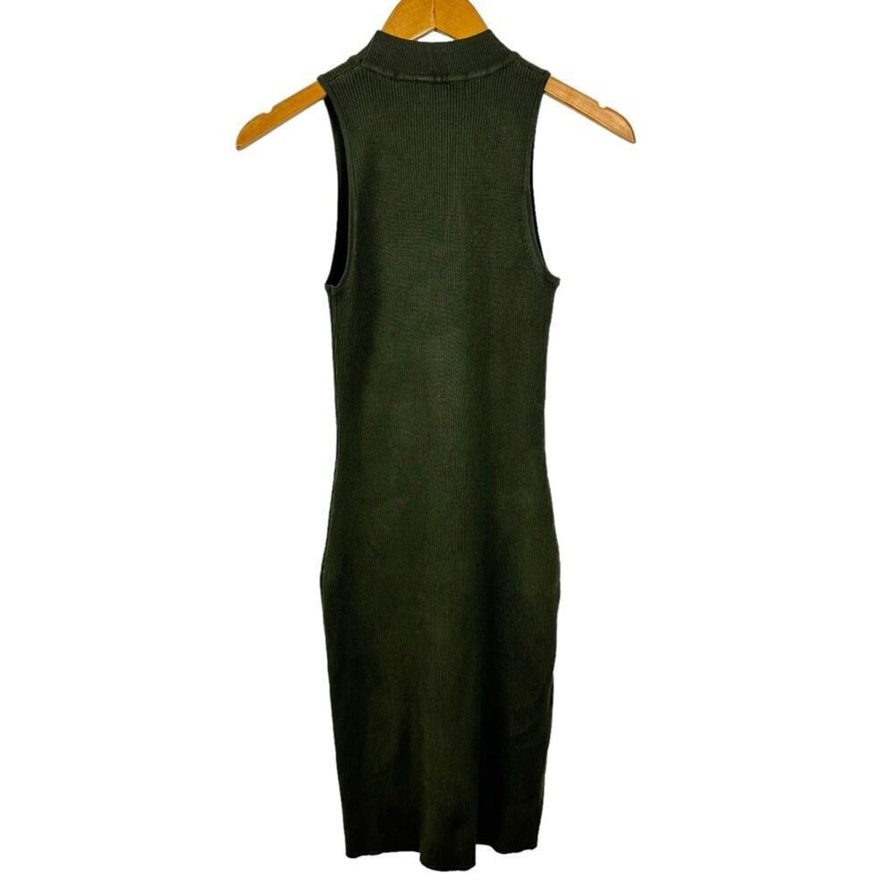 House of Harlow 1960 Sleeveless Mock Neck Ribbed Midi Dress Forest Green Small - Picture 10 of 16